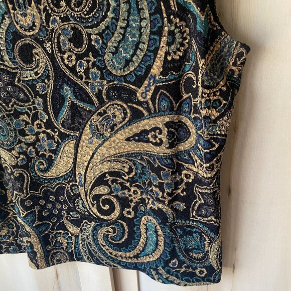 White Stag 90s Y2K Paisley Boho Romantic Whimsigoth Boxy Stretch Tank Top XL - Picture 7 of 9